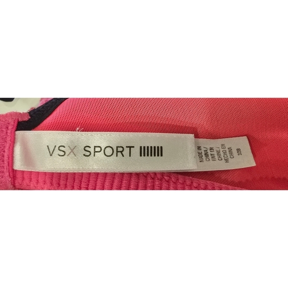 VSX Pink and Black Sports Bra with Racerback Design - Picture 3 of 5